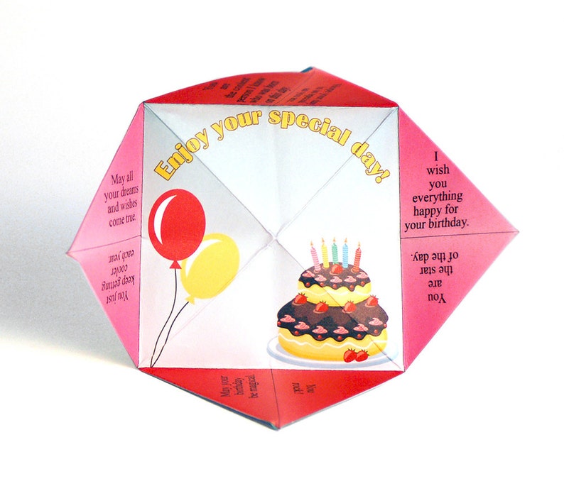 Birthday cootie catcher / printable cootie catcher / printable birthday card / fortune teller / game / toy image 5