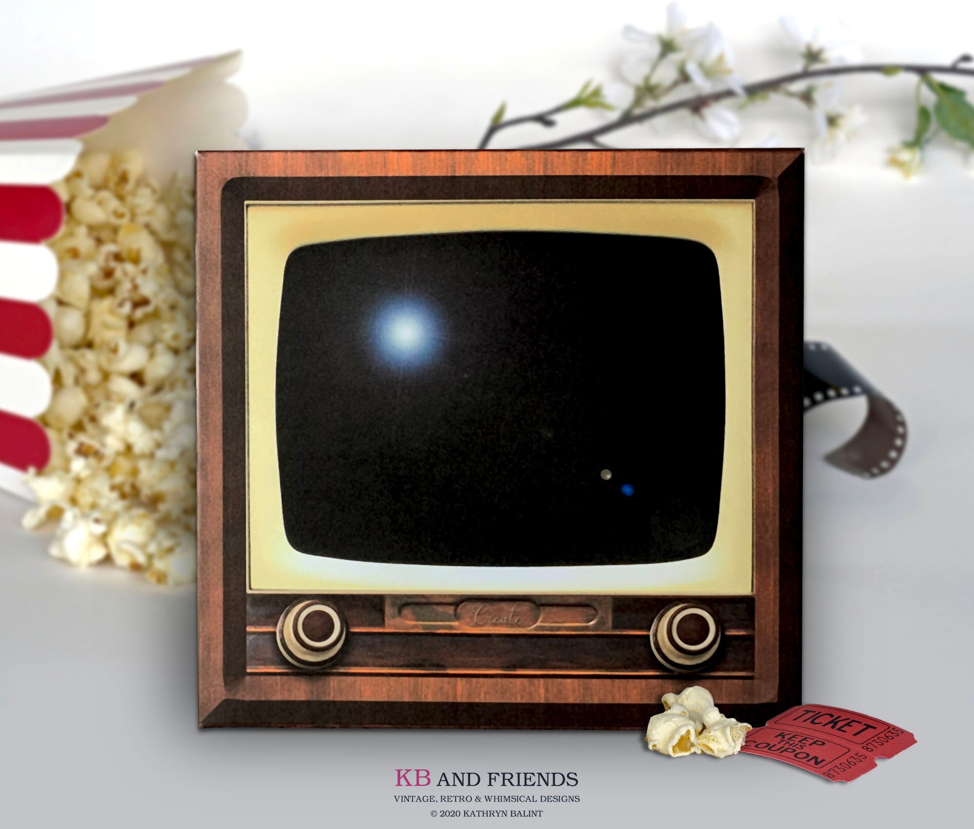 Retro TV Box Template / Vintage Television DIY Box for Crafts, Diorama,  Shadowbox, Candy, Treats, Gifts / 4.75 by 4.5 by 1.5 / Gift Box 