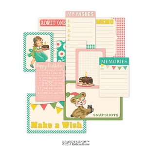 Retro Style Birthday Journal Cards: Printable Scrapbooking (Digital Download)