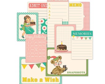 Retro Style Birthday Journal Cards: Printable Scrapbooking (Digital Download)