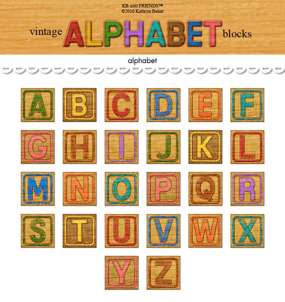 digital vintage alphabet blocks printable collage sheet etsy