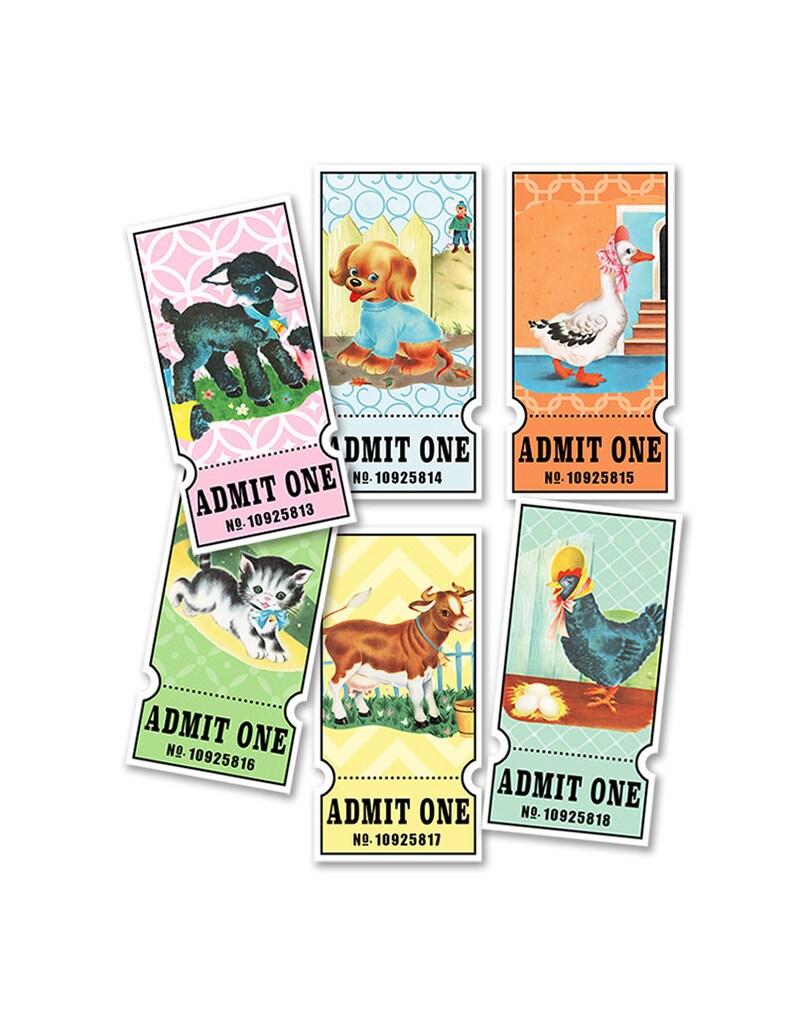 Printable Mother Goose animal tickets / digital collage sheet Etsy