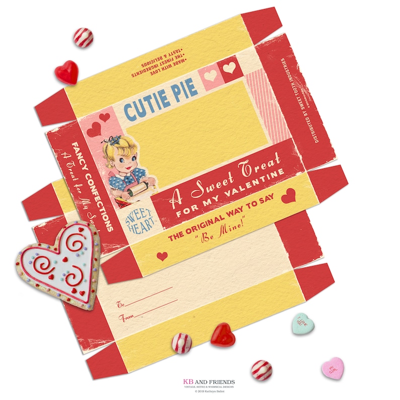 Retro Cutie Pie Printable Valentines Day Treats Box / Digital - Etsy