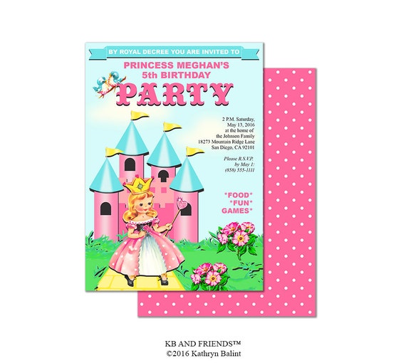 princess birthday party invitation printable invitation etsy