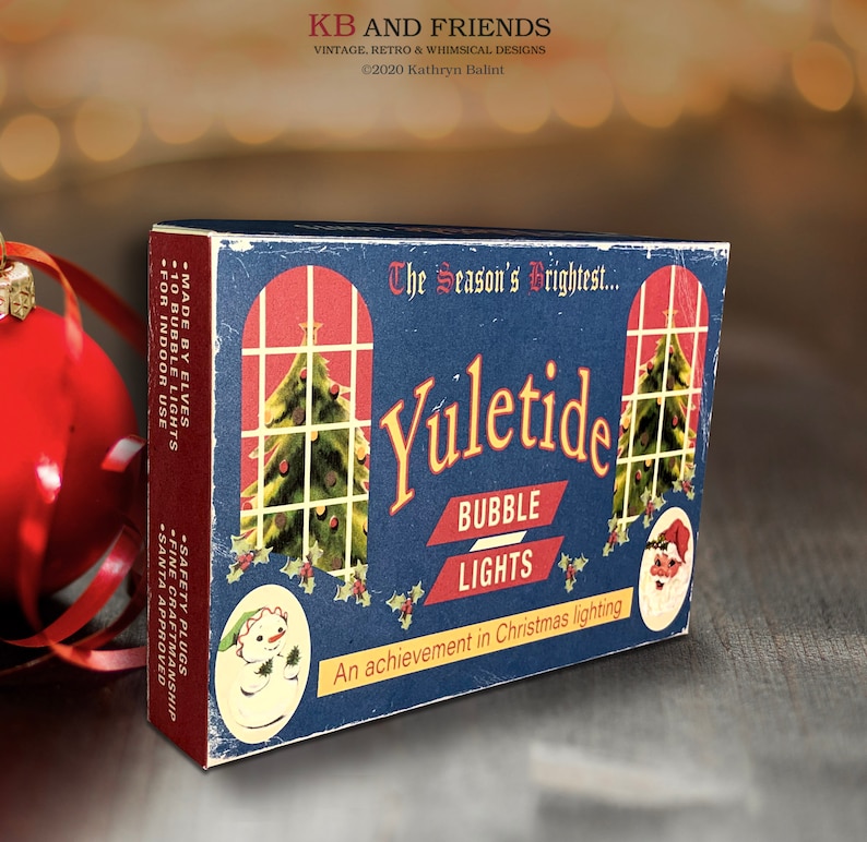 Printable Retro Yuletide Christmas Box / Digital 5 by Etsy