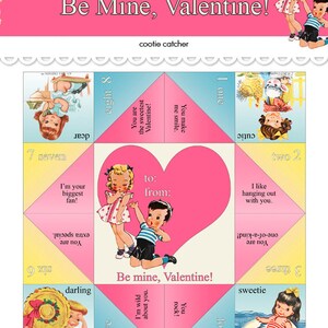 Digital Valentine cootie catcher / Valentine's Day card / fortune teller / game / DIY toy / downloadable / printable / retro kids / DIY gift image 4