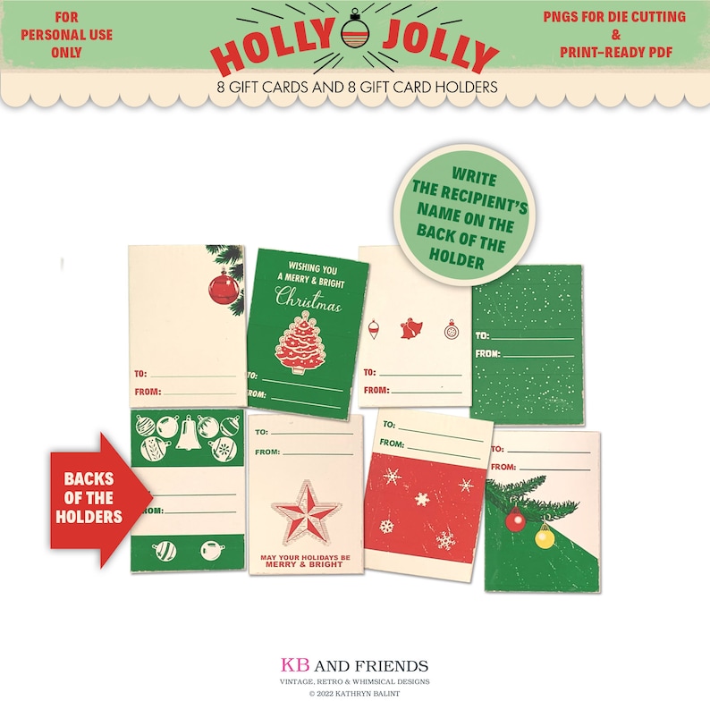 Printable DIY Christmas Gift Cards and Gift Card Holders With - Etsy