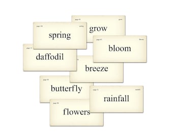 Vintage Style Spring Flash Cards: Printable Scrapbook Journal Vocabulary (Digital Download)