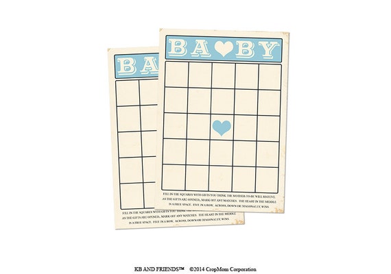 Digital Baby Shower Bingo Cards/ blue retro baby boy / 5" by 7" / downloadable / printable / DIY / baby shower party supplies Il_570xn