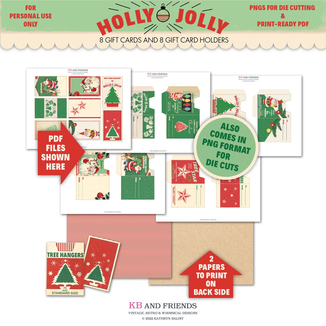 Printable DIY Christmas Gift Cards and Gift Card Holders With - Etsy
