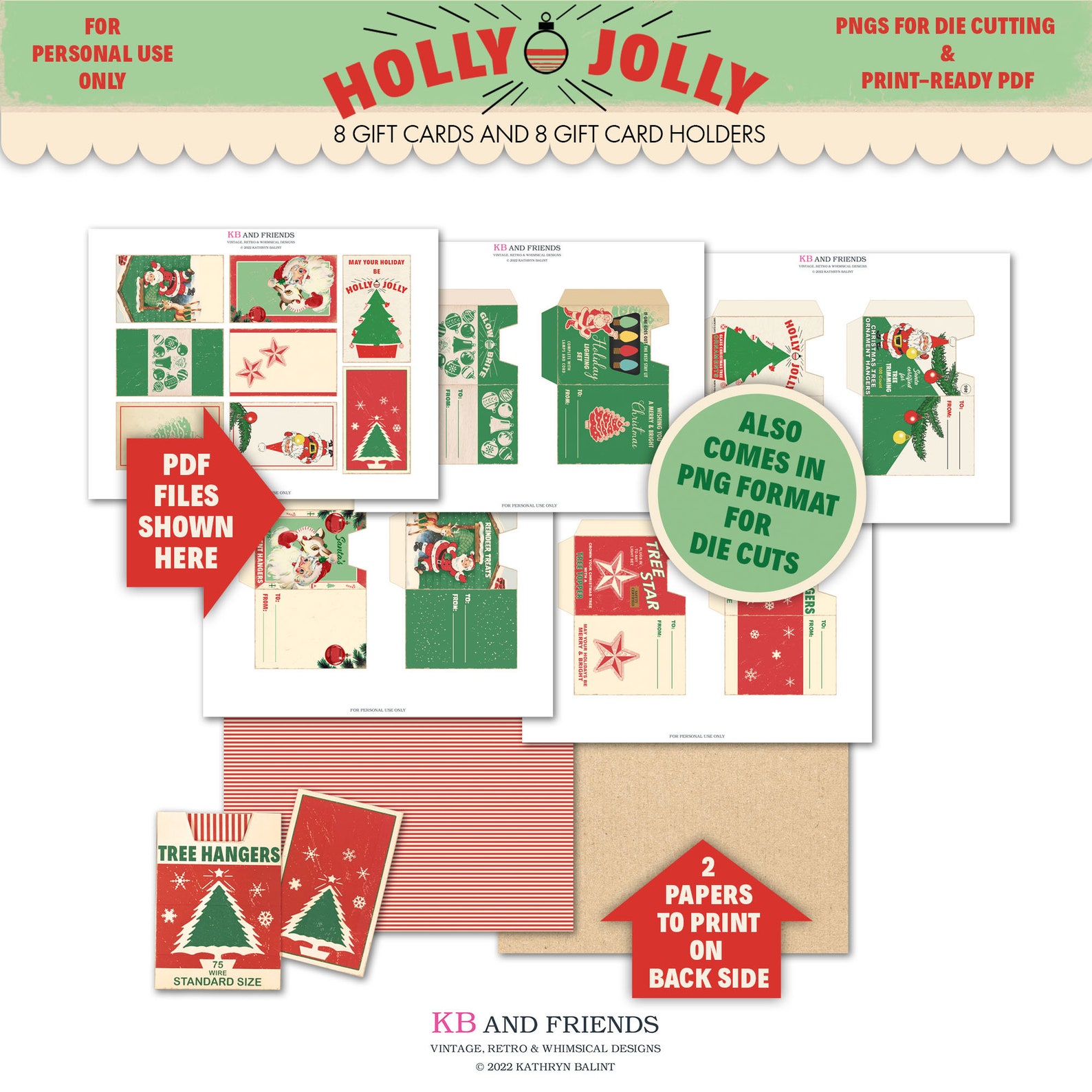 Printable DIY Christmas Gift Cards and Gift Card Holders With - Etsy