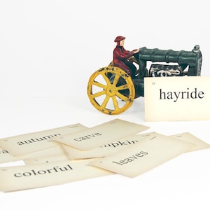 Digital vintage vocabulary flash cards for autumn, fall / 3" by 6" and 2" by 4"/ downloadable / printable