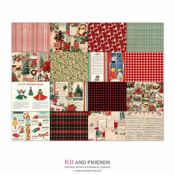 Vintage Santa's Attic Papers: Christmas Printables (Digital Download)