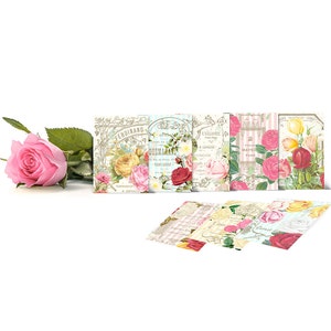 Vintage French cards  / printable tags / floral digital collage sheet / Paris advertisement / ATC, ACEO, gift tags