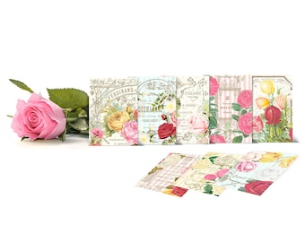 Vintage French cards  / printable tags / floral digital collage sheet / Paris advertisement / ATC, ACEO, gift tags