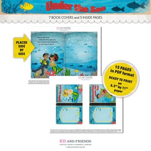 Retro Under the Sea Mermaids and Divers Book Fronts, Backs & Pages for Crafts, Scrapbooks, Junk Journals / 5 X 7 and 3 X 4 / JPEG and PDF image 4