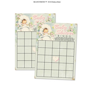 Digital Vintage Baby Shower Bingo Cards in Neutral Colors / 5" by 7" / printable, downloadable game for your baby shower