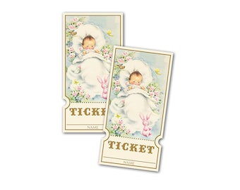 Vintage Style Baby Shower Diaper Raffle Tickets: Shabby Chic Printable Design (Digital Download)