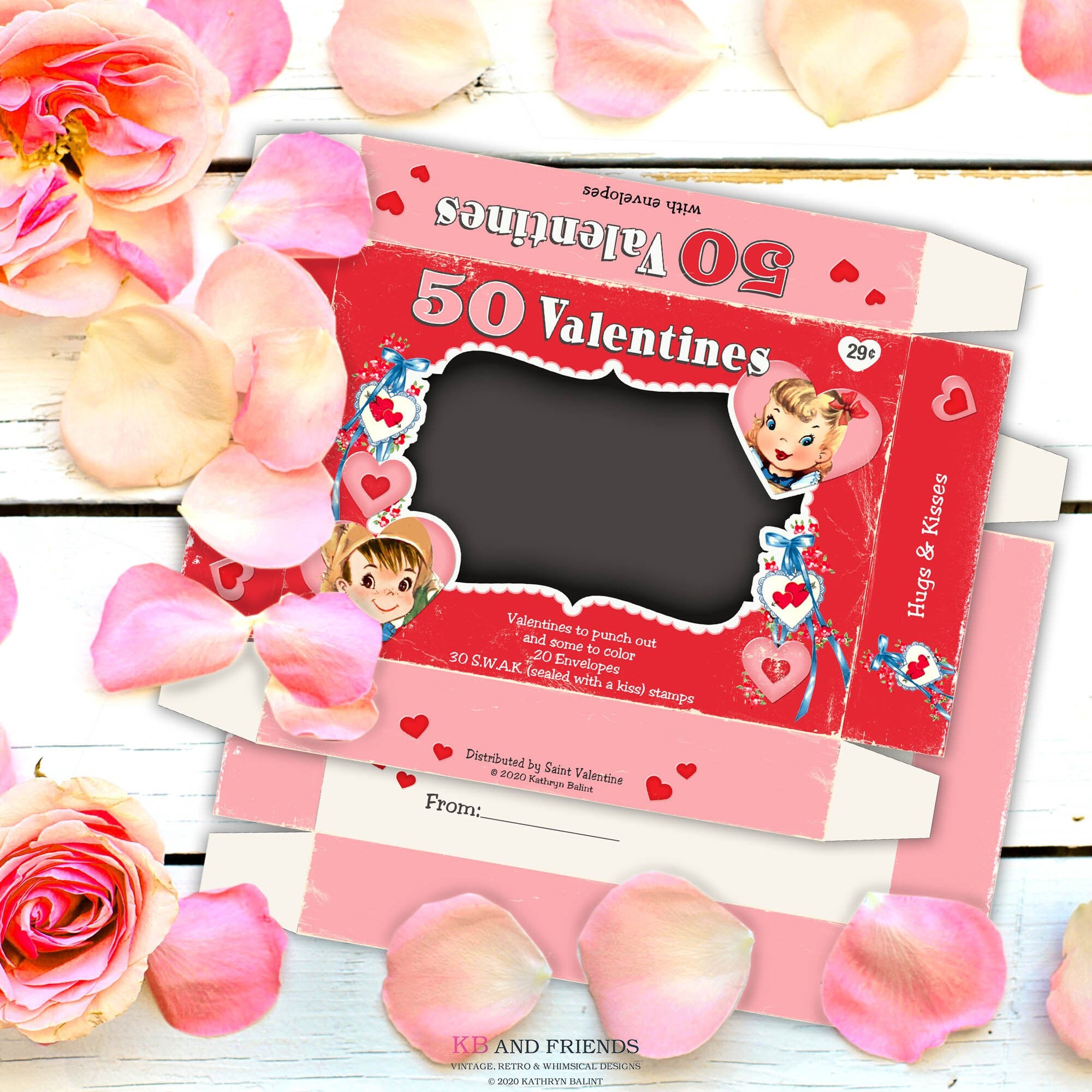 Retro Style DIY Valentine's Day Card Box: Printable Candy and Gift Box ...