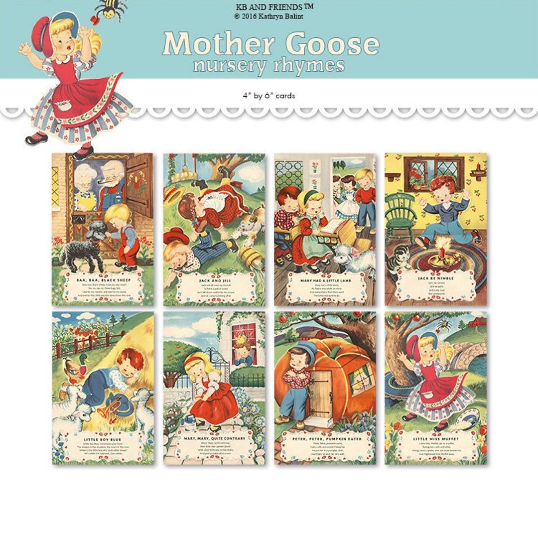 Printable Nursery Rhyme Cards/ Printable PDF / Digital Collage Sheet