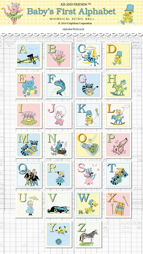 Digital Baby Abc 2 Square Flashcards Alphabet Flash Etsy