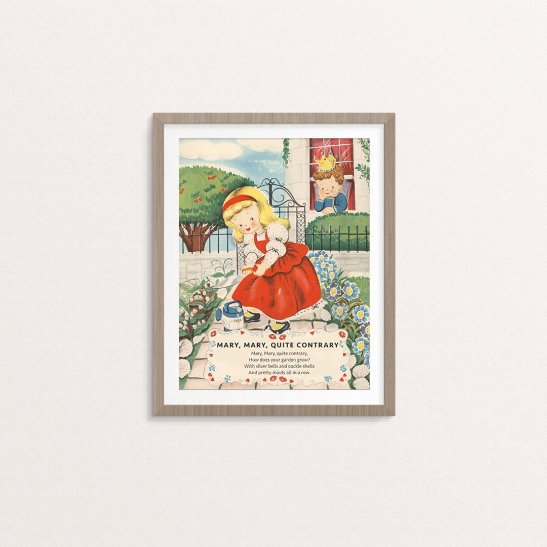 Digital Mary, Mary, Quite Contrary Nursery Rhyme Poster / 8