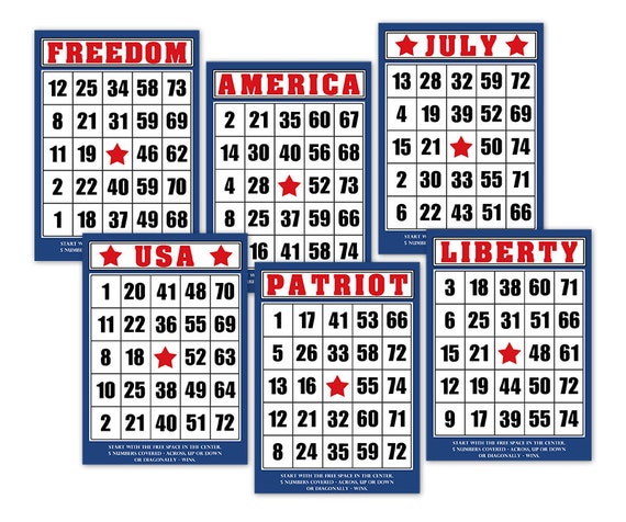 Fourth of July Bingo Cards for Crafts / Printable Patriotic - Etsy