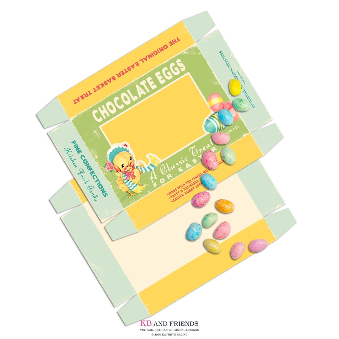 Retro Style Easter Chocolate Egg Box With Chick Printable Diy Treat