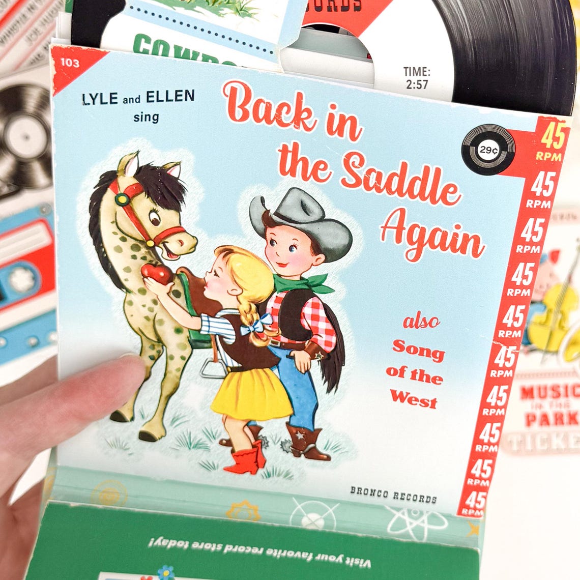 Printable 45 Rpm Records Retro Style Kids 45 RPM Records and Album Covers: Printable Paper ...