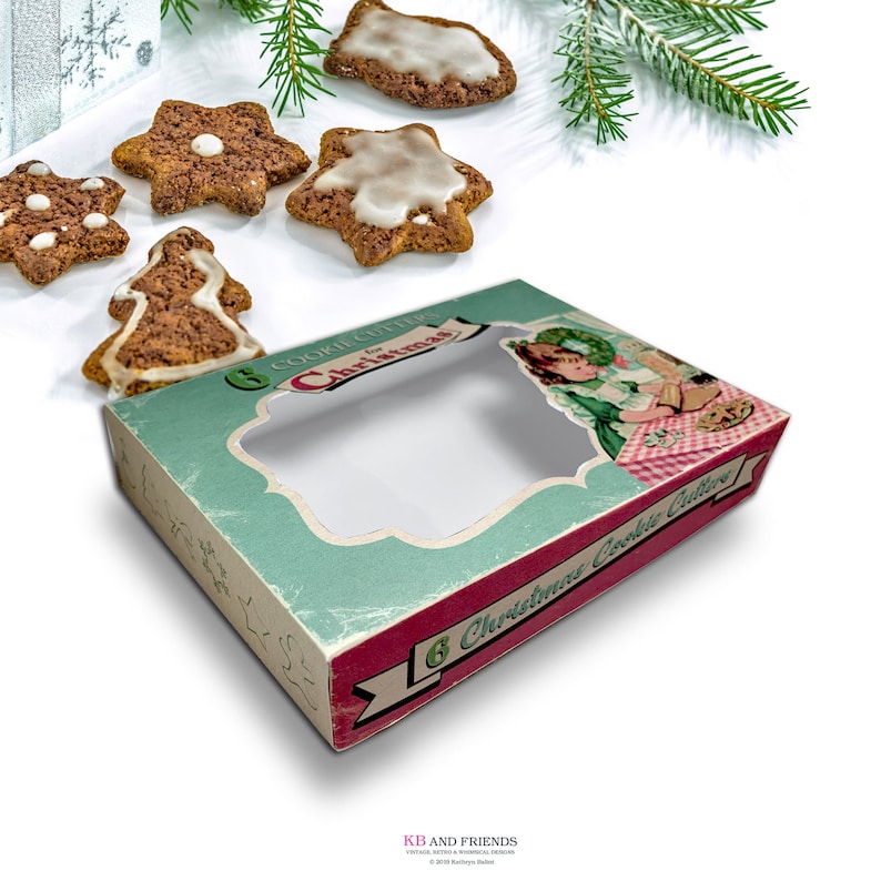 Retro Style DIY Christmas Cookie Cutter Box: Printable Gift Box ...