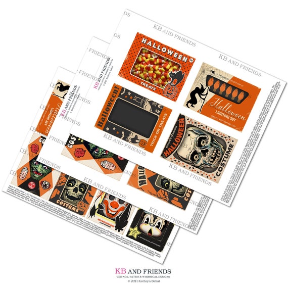 Vintage Halloween Journaling Cards / Printable Digital 