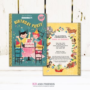 Storybook Retro Birthday Invitation / add your own text with Web-based template / personalize then print it & have it printed / boy or girl