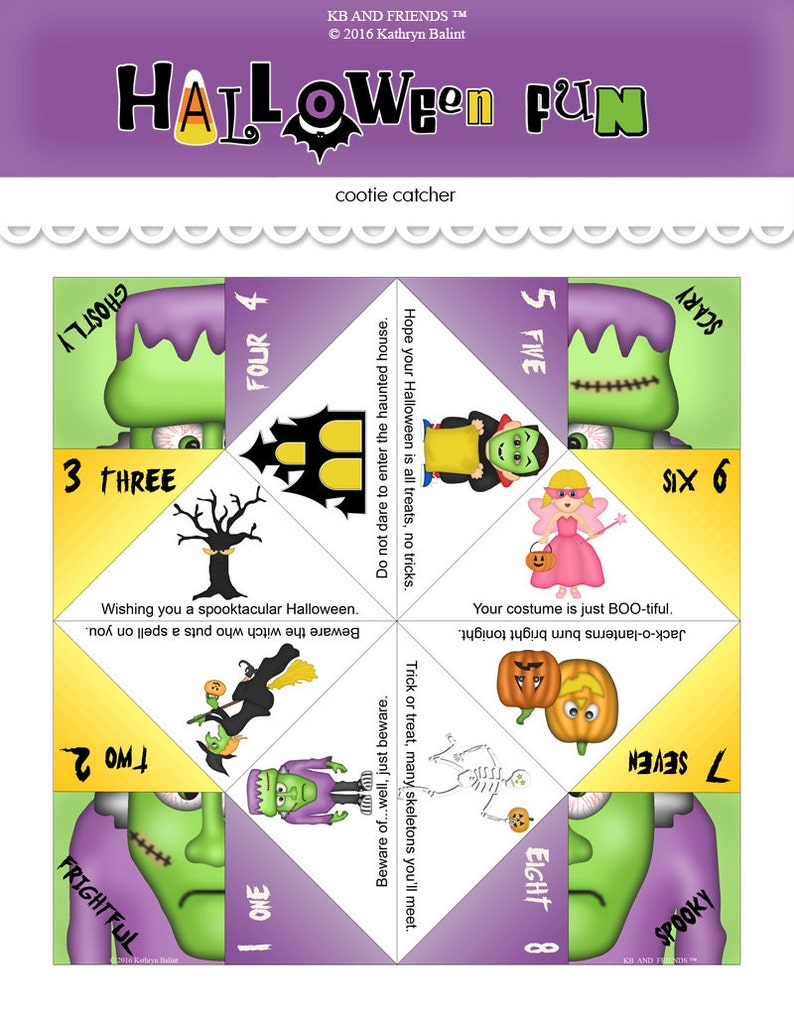 Digital Halloween Cootie Catcher / Halloween Card / Fortune | Etsy