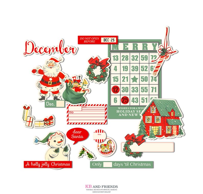 Printable Christmas Scrapbook Embellishments / Vintage Santa Etsy