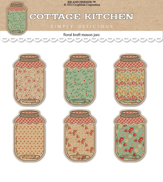 Shabby chic mason jar tags / printable jars floral / digital collage sheet / instant download / scrapbook embellishments, food labels Il_570xn