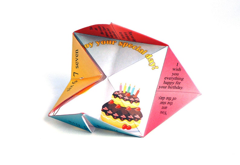 Birthday cootie catcher / printable cootie catcher / printable birthday card / fortune teller / game / toy image 4