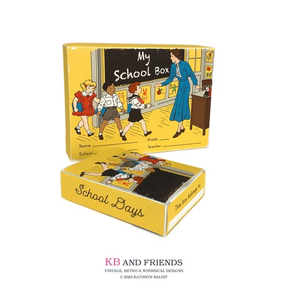Printable Retro 60s Style School Boxes / One 5