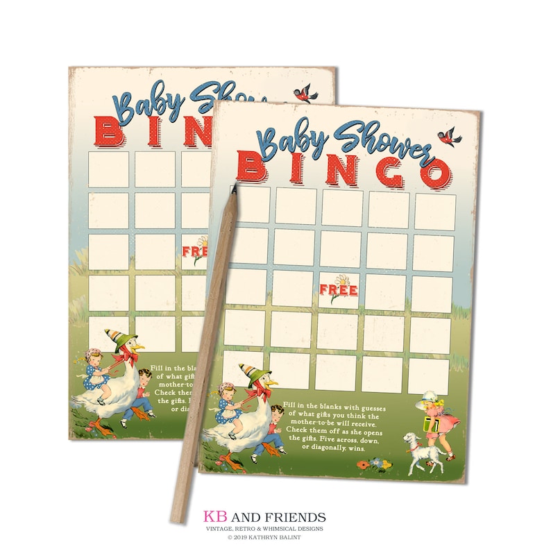 Printable Mother Goose Nursery Rhyme Bingo Cards Baby Gifts Etsy