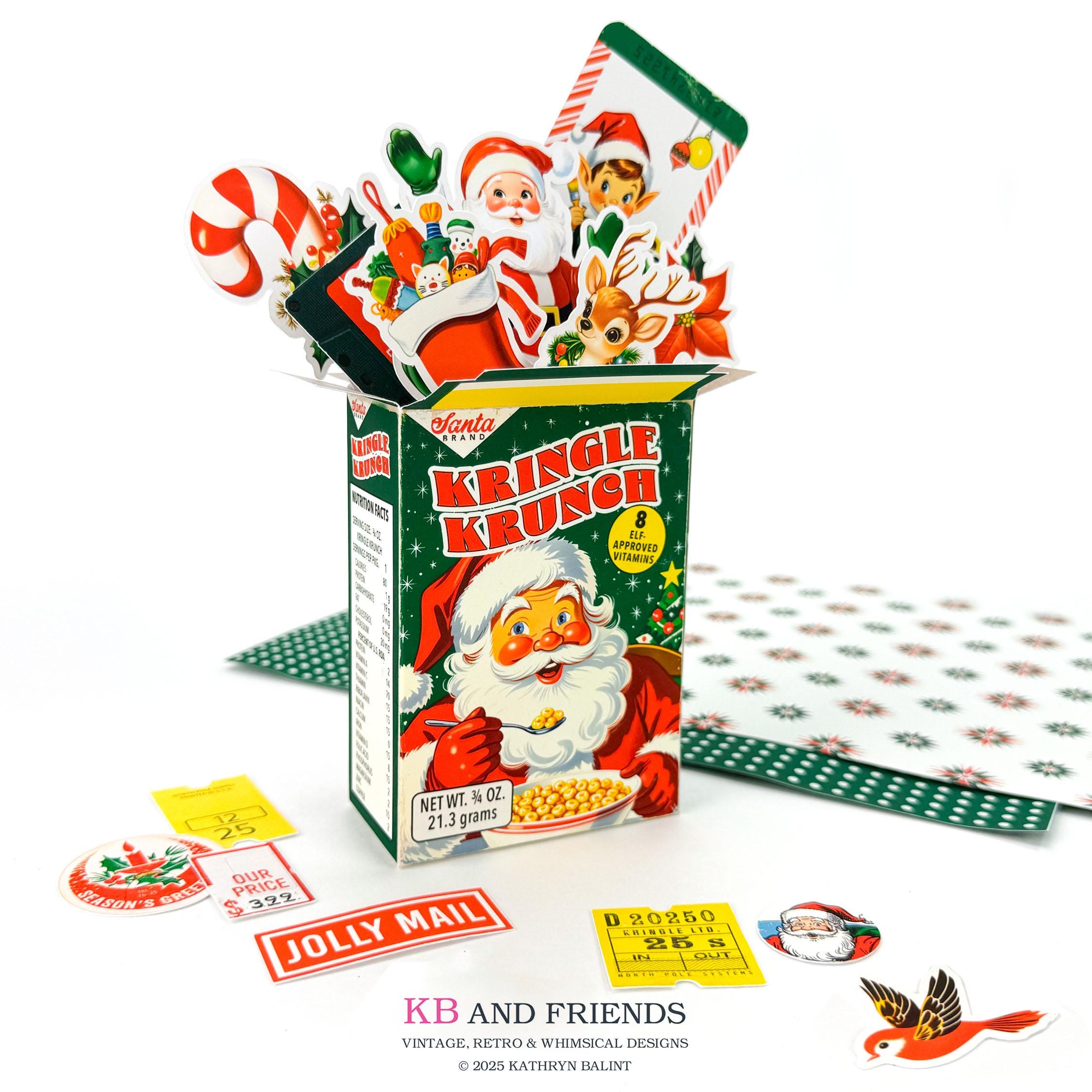 Santa Cerial Retro Style 1970s Santa Cereal Box: Kringle Krunch Printable Mini Kit ...