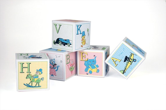 picture alphabet blocks and crate gift set