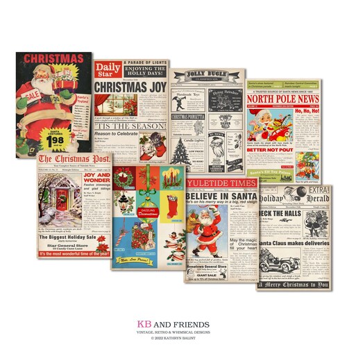 Vintage Style Digital Christmas Newspaper Pages and - Etsy