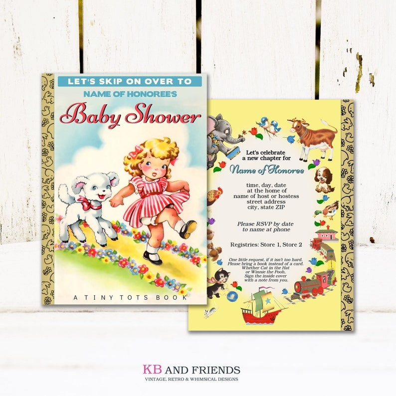 Mary Had a Little Lamb Invitation: Retro Baby Shower, Birthday, All Occasion (Online Editable Template) image 1