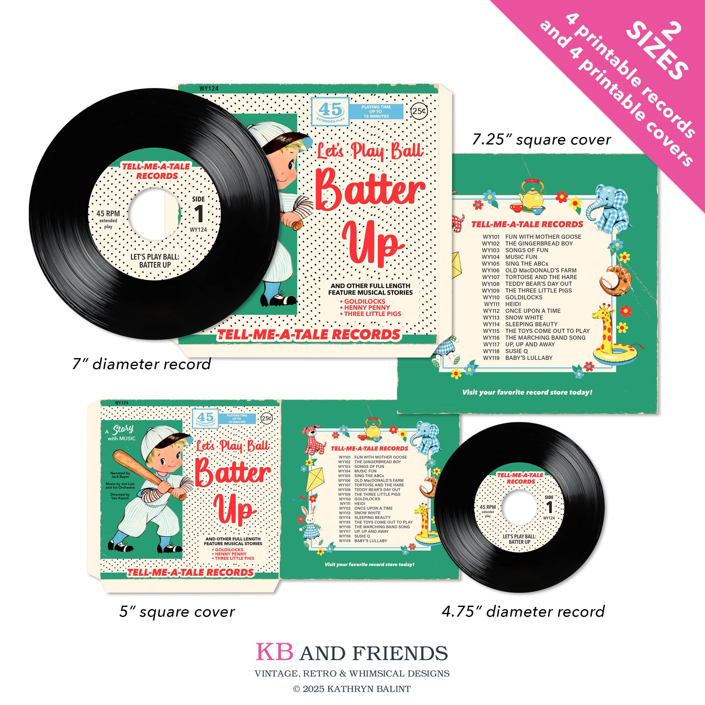 Printable 45 Rpm Records Retro Style Kids 45 RPM Records and Album Covers: Printable Paper ...