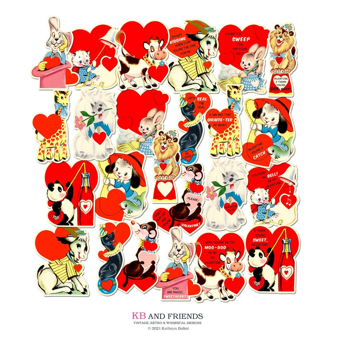 12+ Cute Vintage Valentines: (Animals)! - The Graphics Fairy
