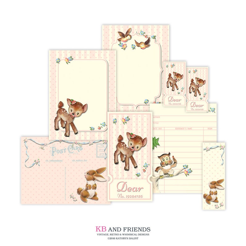 Shabby woodland baby animal tickets and tags / printable collage sheet / digital scrapbook embellishments, cards / instant download / 3 x 4 image 1