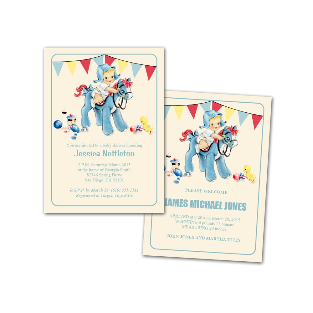 Digital DIY Vintage Baby Boy Shower Invitation Announcement Etsy