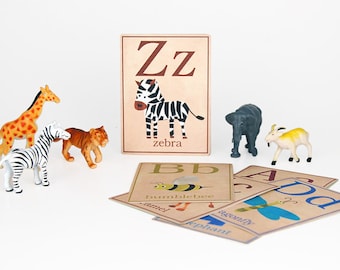Digital animal ABC  alphabet flashcards / downloadable / printable / 3&quot; by 4&quot;