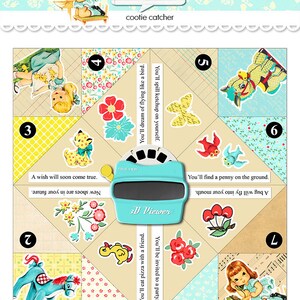 Digital Vintage Girl Cootie Catcher / Fortune Teller / Game / DIY Toy ...