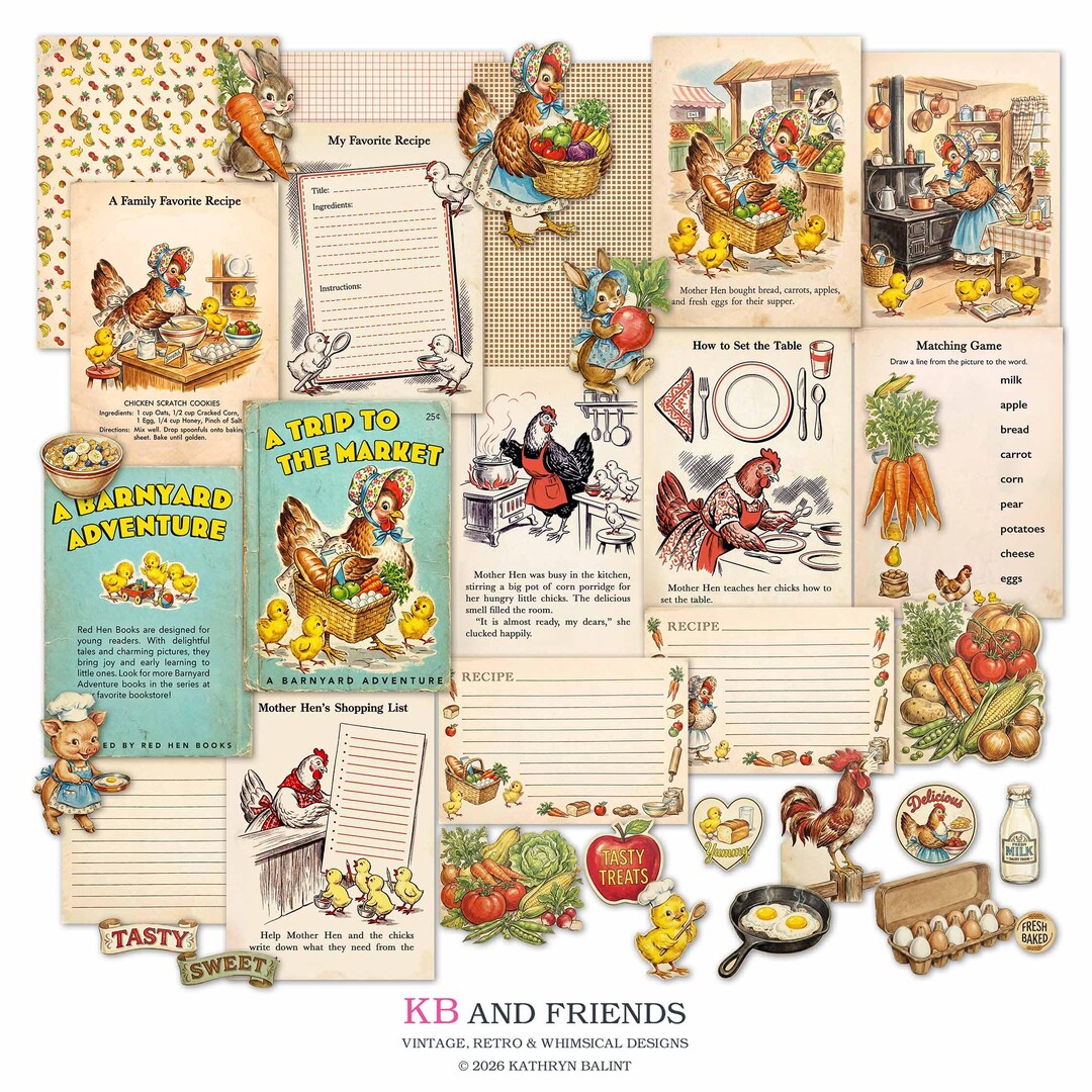 Printable Recipe &amp; Food Journal Kit: Vintage Style to Market Ephemera (digital Download) - Etsy