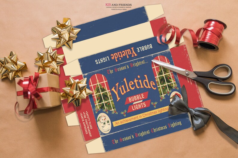 Printable Retro Yuletide Christmas Box / Digital 5 by Etsy